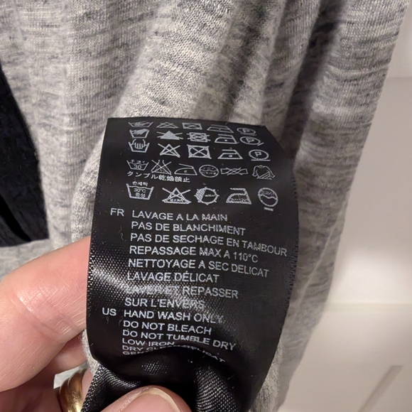 Sandro Heather Gray Long Sleeve Top with Black Trim - Picture 5 of 7